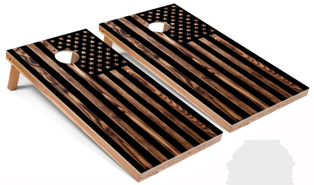 Wood grain american flag set